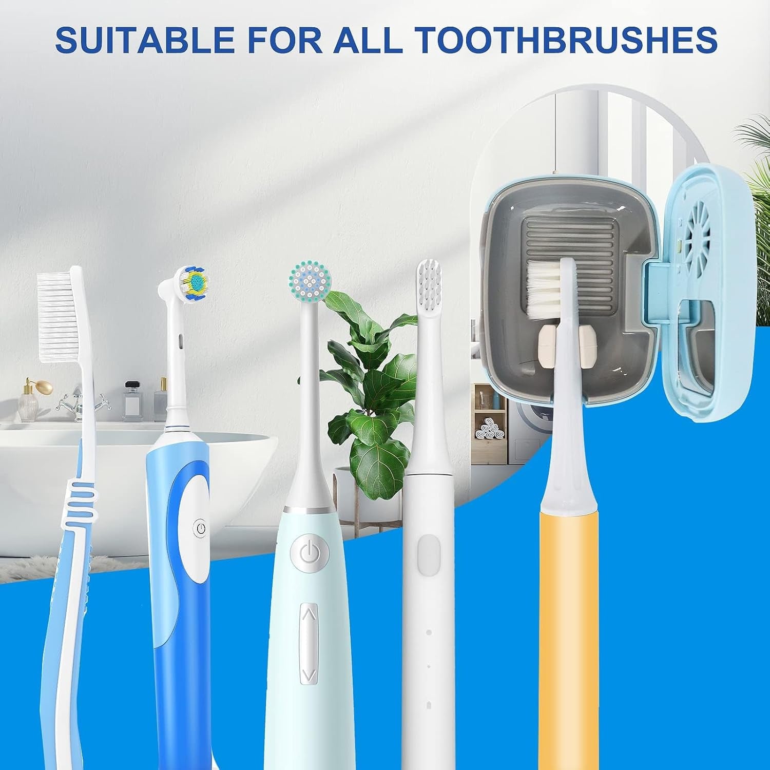 Rechargeable Portable Toothbrush Travel Container with Holder for Household and Travel
