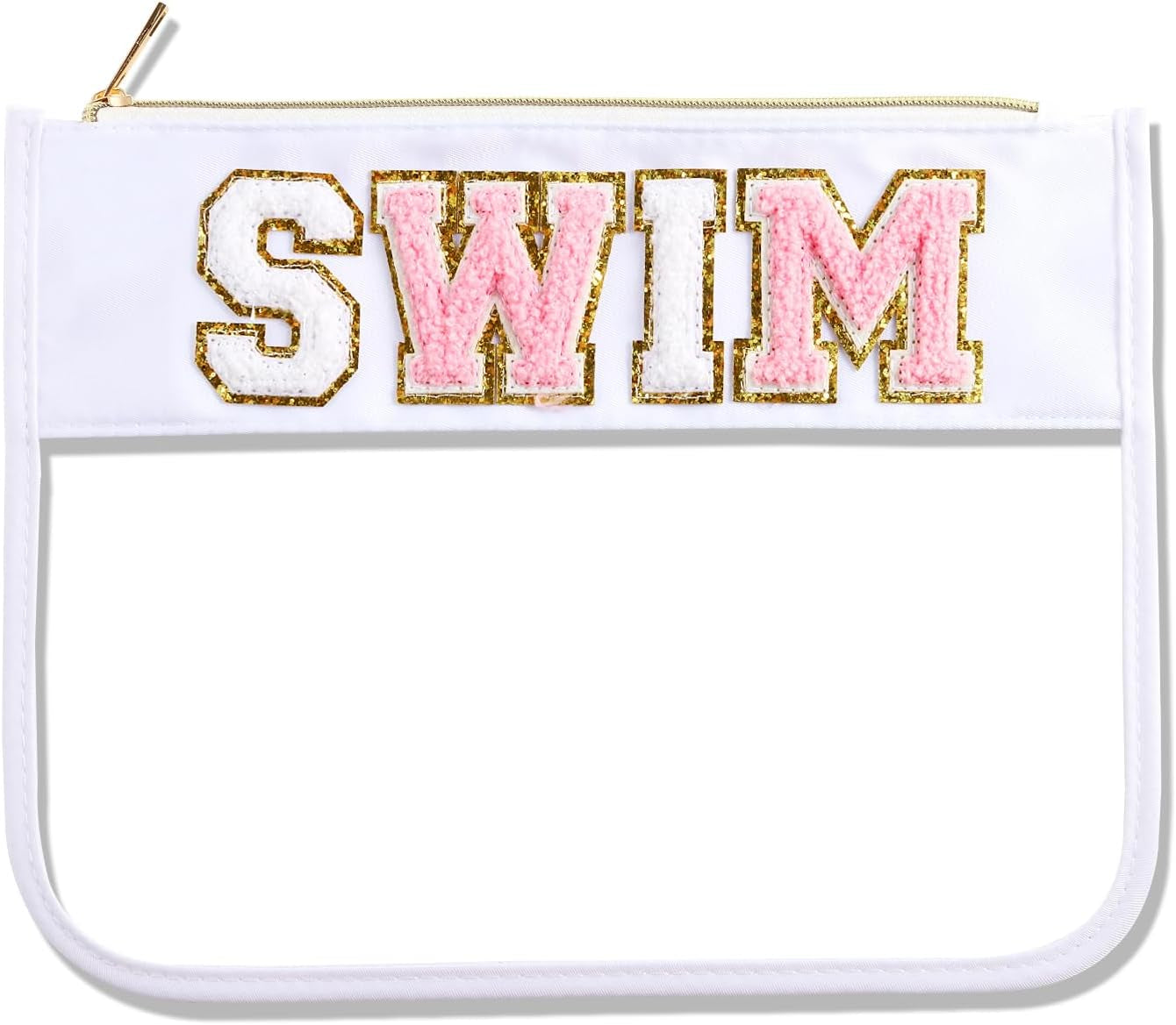 Preppy Chenille Swim Pouch - Waterproof Clear Cosmetic Bag for Beach & Pool | Go-to Gear