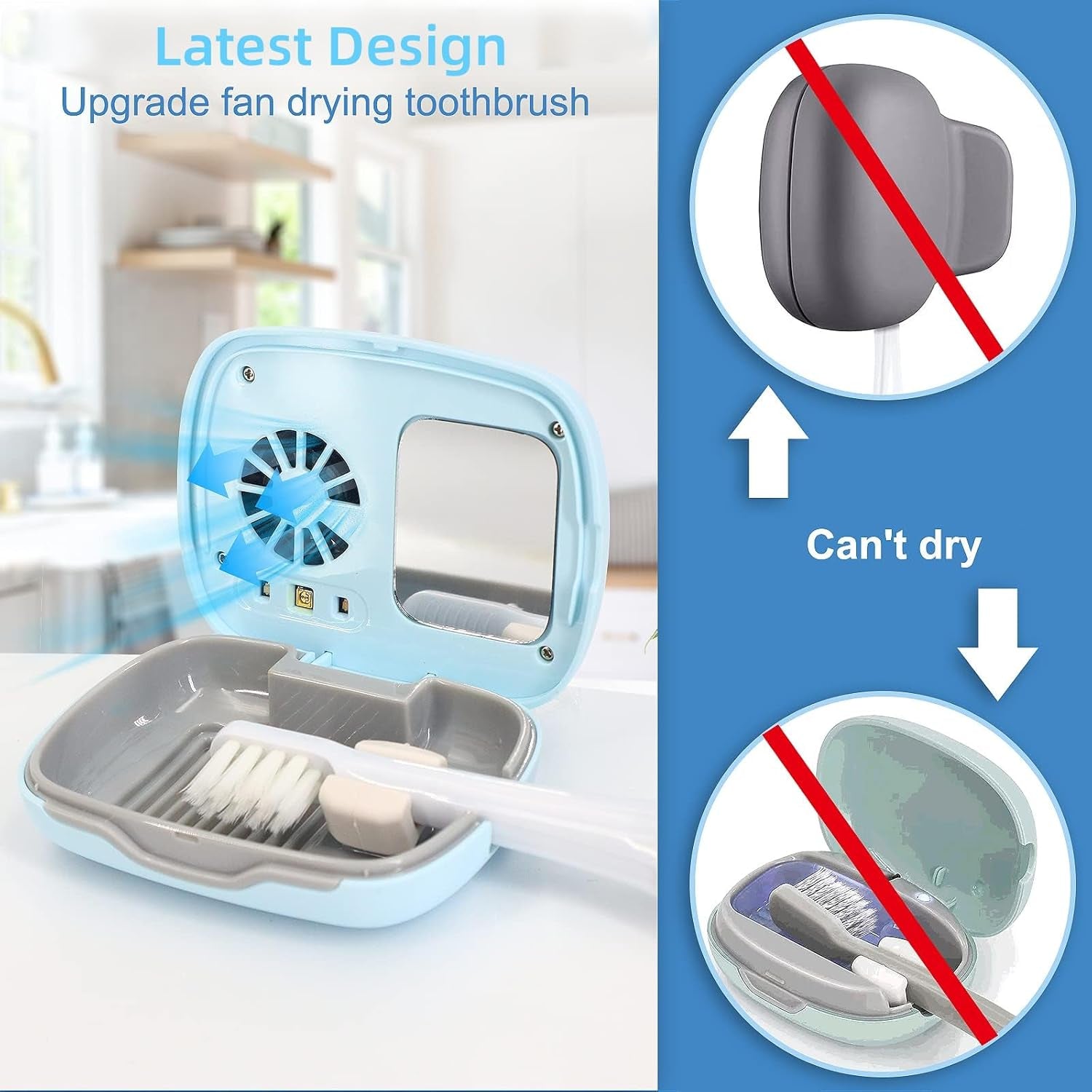 Rechargeable Portable Toothbrush Travel Container with Holder for Household and Travel