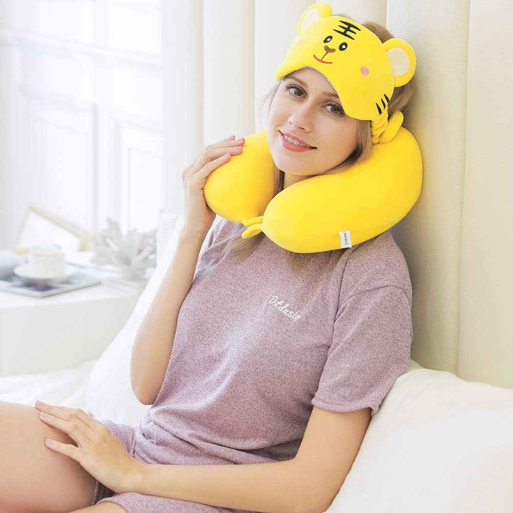 Travel  Memory Foam Neck Pillow with 360-Degree Head Support 
