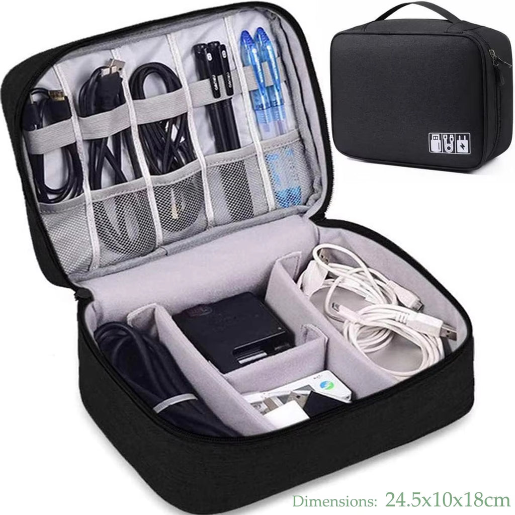 Waterproof travel electronics bag organizer
