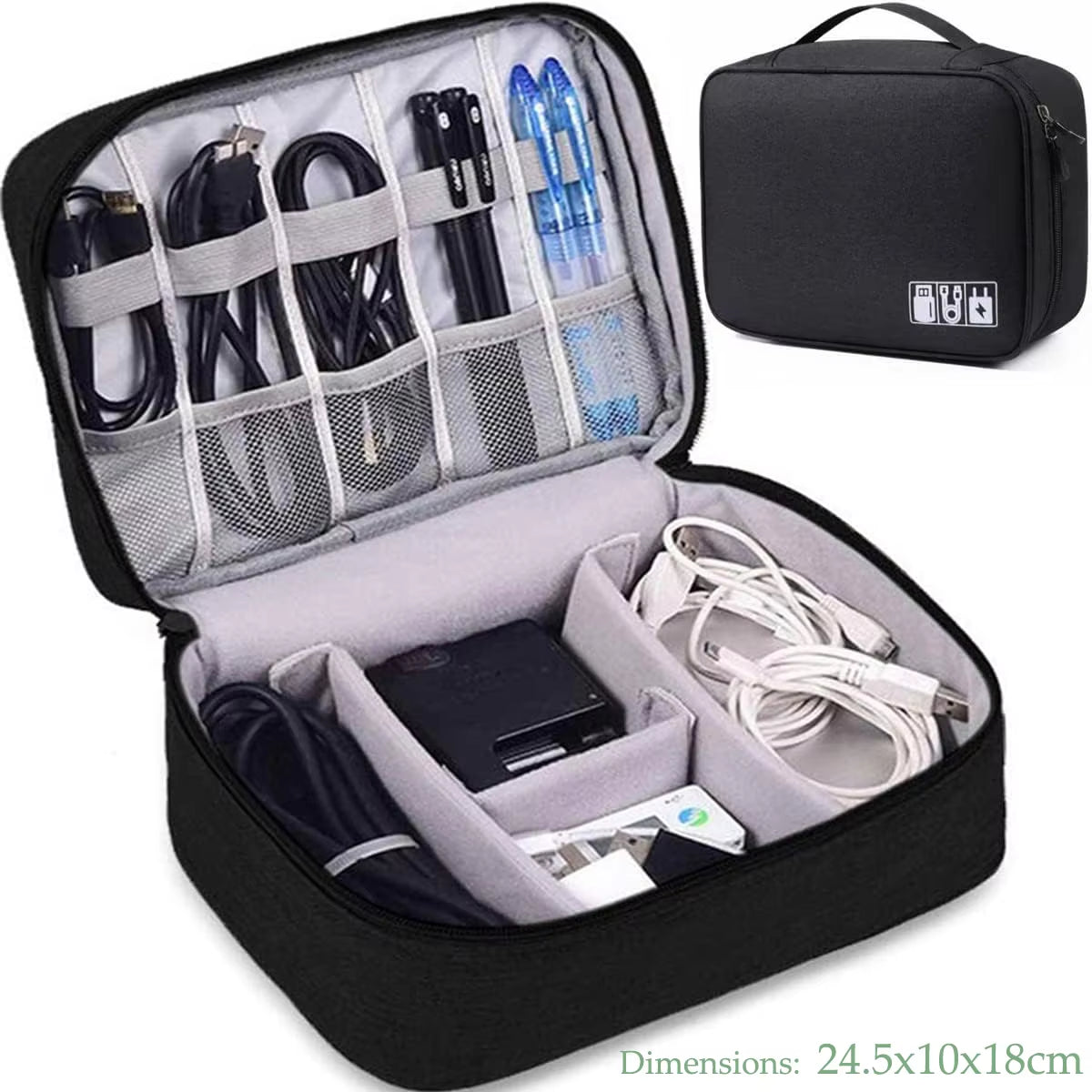 Waterproof travel electronics bag organizer