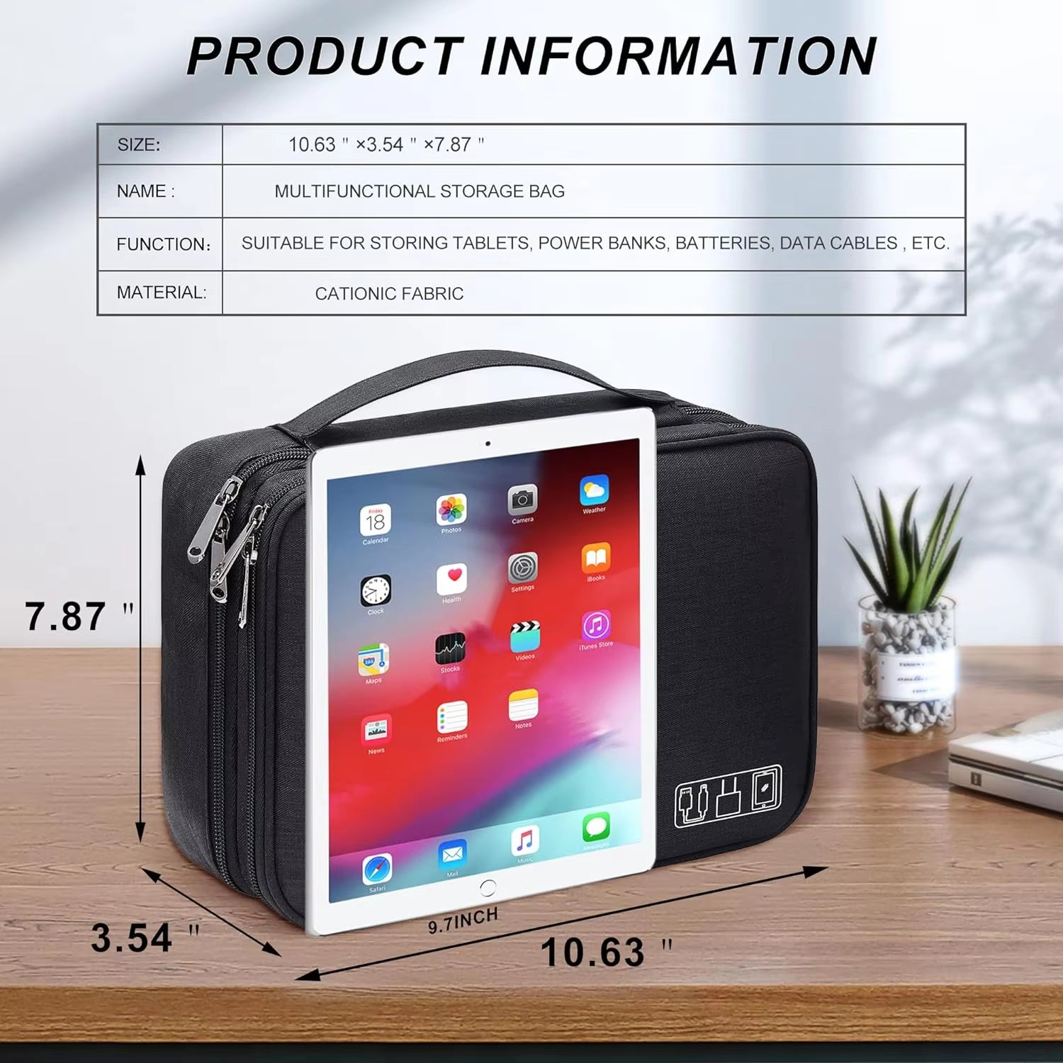 Waterproof travel electronics bag organizer