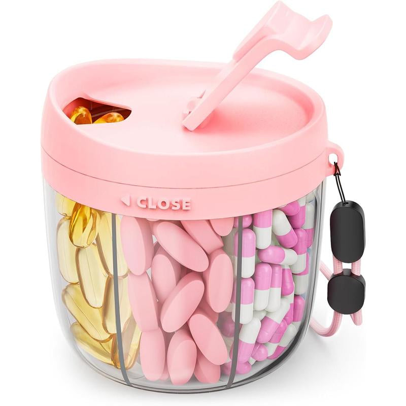 Portable Pill Bottle Organizer with Wide Opening for Easy Use, Anti-Mix Pill Organizer for Travel, Bpa-Free Pill Container