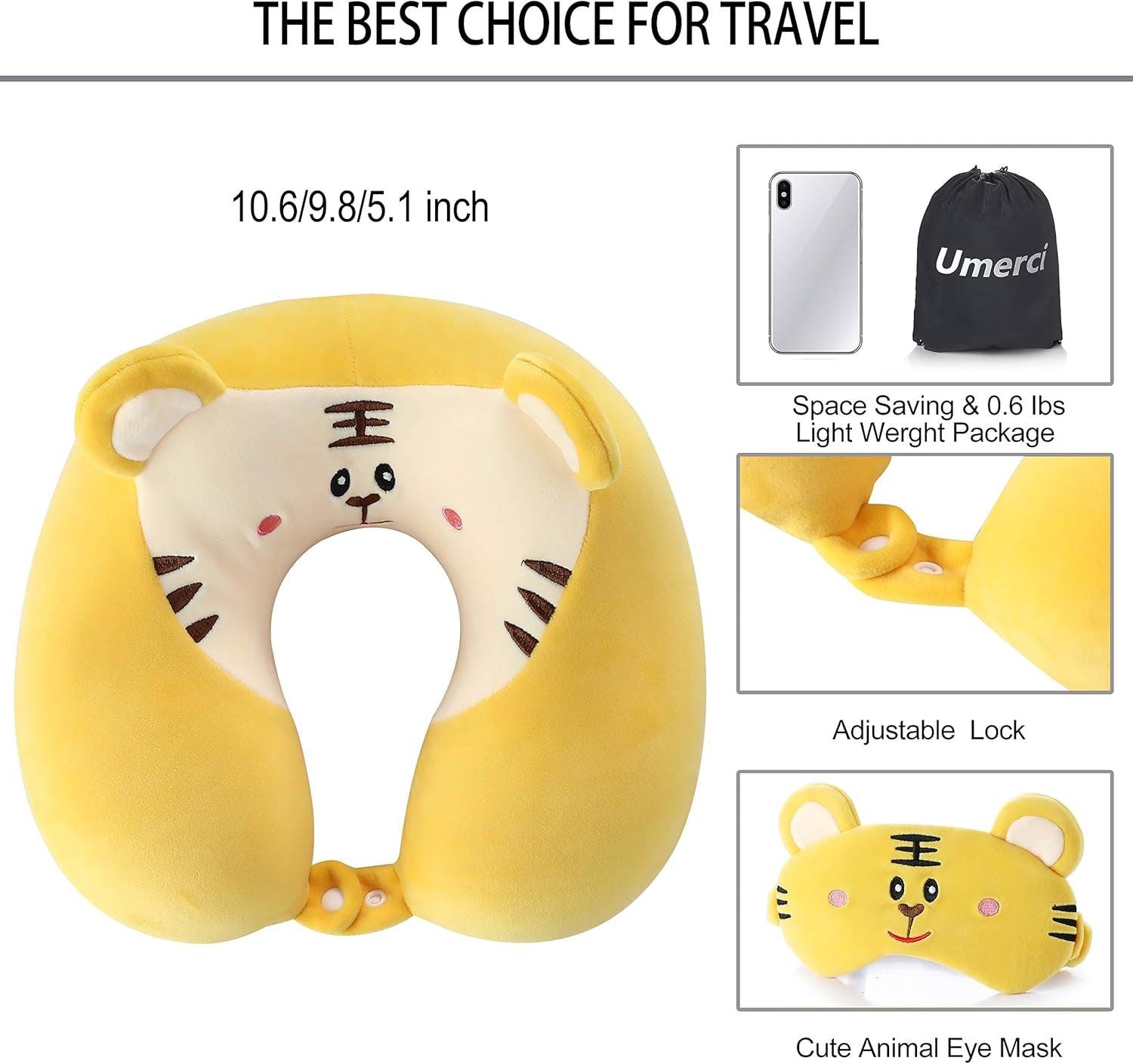 Travel  Memory Foam Neck Pillow with 360-Degree Head Support 