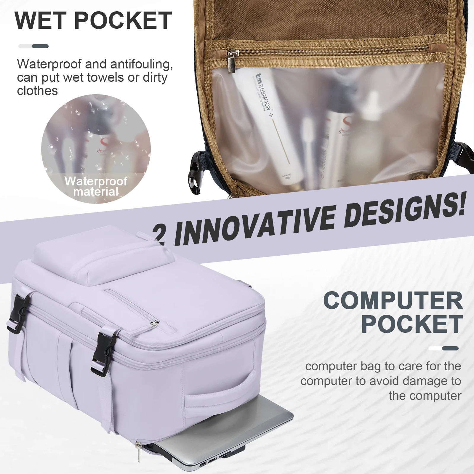 Cabin Travel Backpack, Large Capacity and Water Resistant Bag