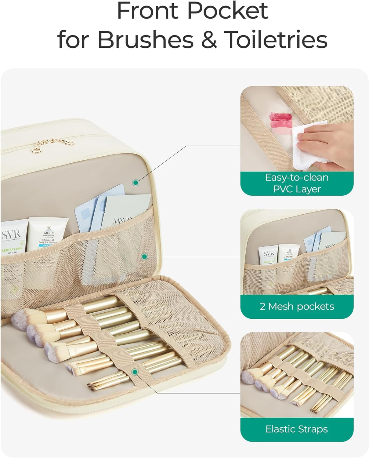  Large Wide-Open Travel Bag for Toiletries, Puffy Makeup Cosmetic 