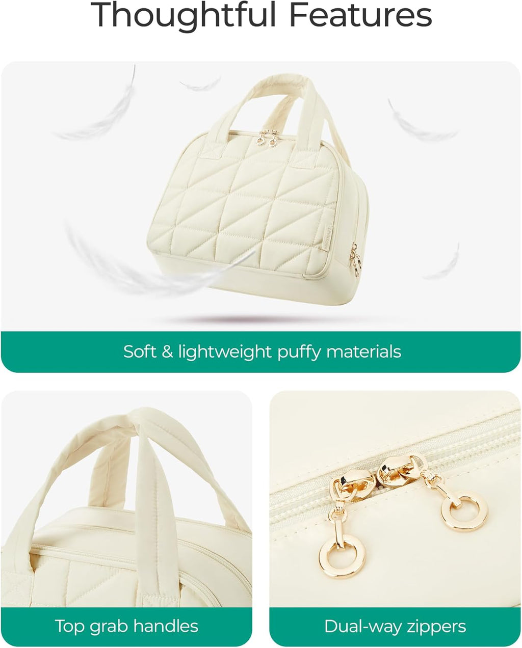  Large Wide-Open Travel Bag for Toiletries, Puffy Makeup Cosmetic 