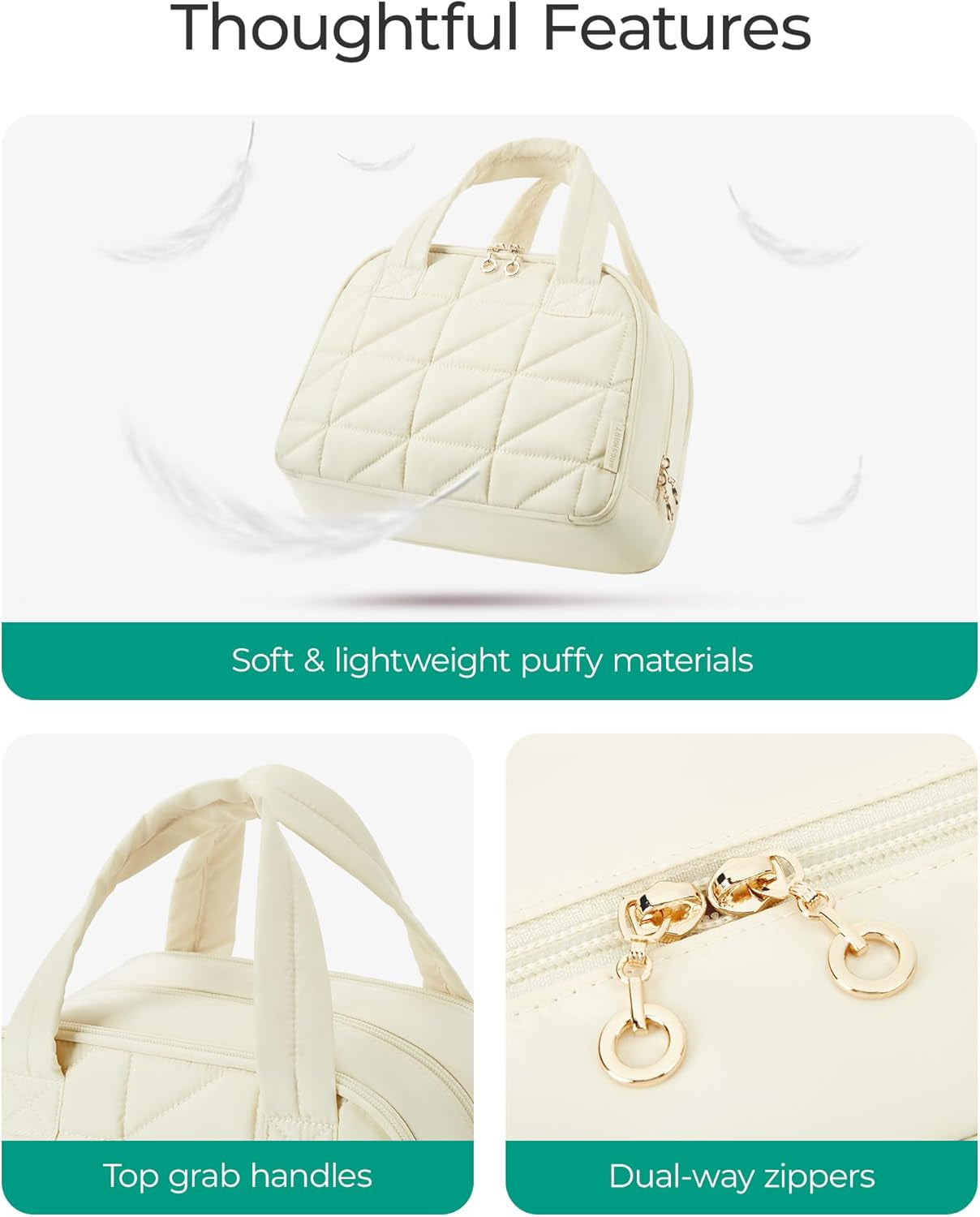  Large Wide-Open Travel Bag for Toiletries, Puffy Makeup Cosmetic 
