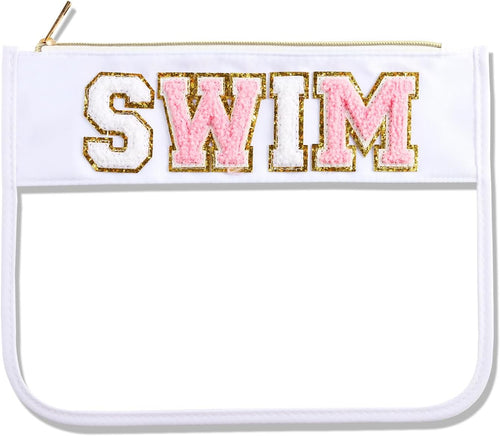 Preppy Chenille Swim Pouch - Waterproof Clear Cosmetic Bag for Beach & Pool | Go-to Gear