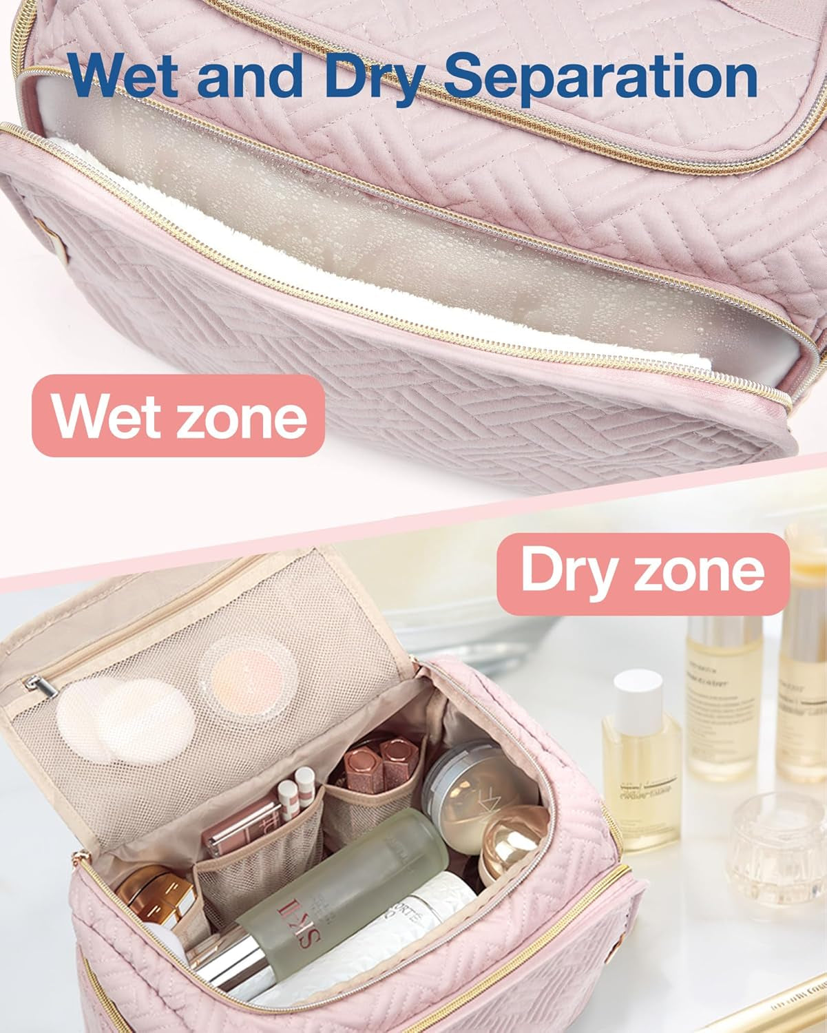  Large Wide-Open Travel Bag for Toiletries and makeups
