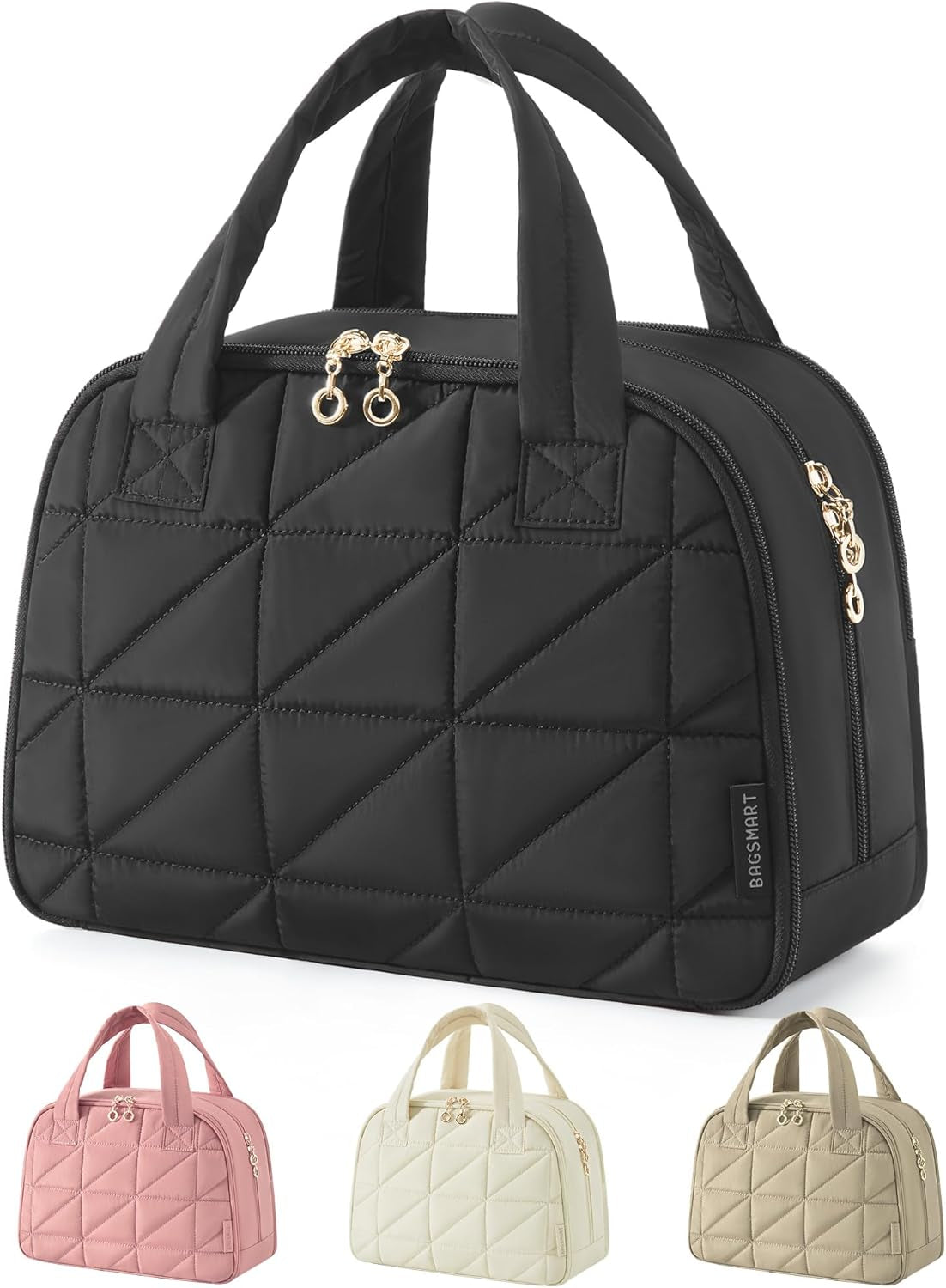  Large Wide-Open Travel Bag for Toiletries, Puffy Makeup Cosmetic 