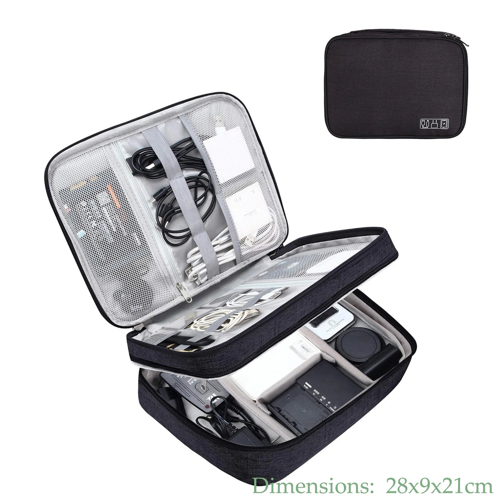 Waterproof travel electronics bag organizer