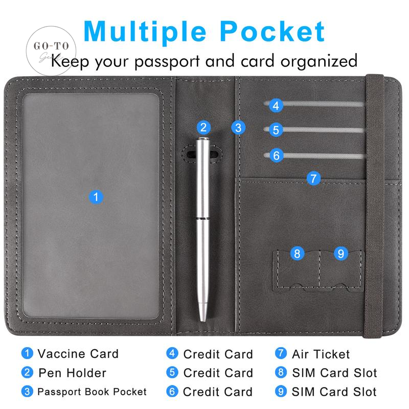 RFID Blocking Passport Holder - Premium PU Leather Travel Wallet & Document Organizer | Go-to Gear