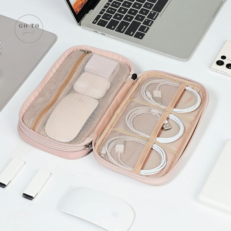 Double-Layer Electronics Organizer - Tangle-Free Cable & Charger Case for Travel | Go-to Gear
