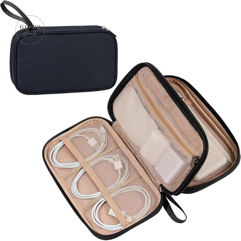 Double-Layer Electronics Organizer - Tangle-Free Cable & Charger Case for Travel | Go-to Gear