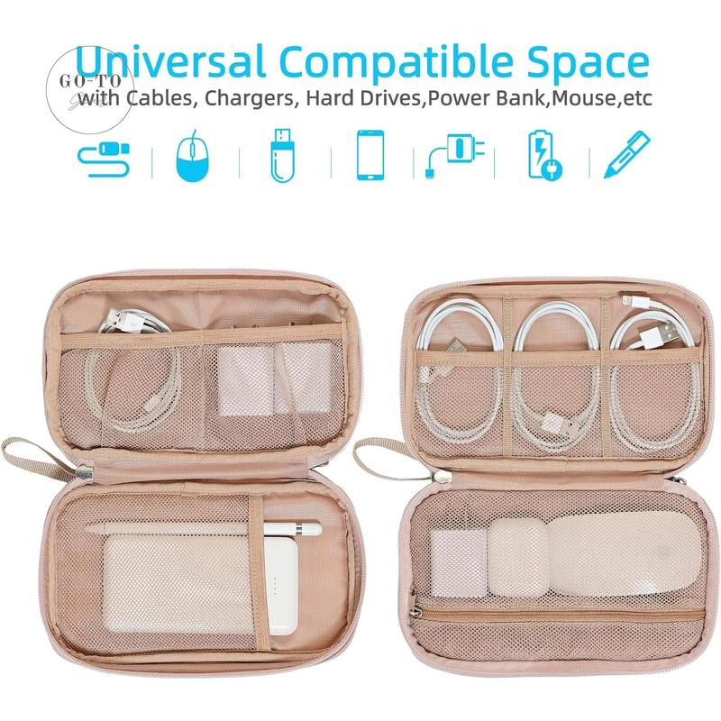 Double-Layer Electronics Organizer - Tangle-Free Cable & Charger Case for Travel | Go-to Gear
