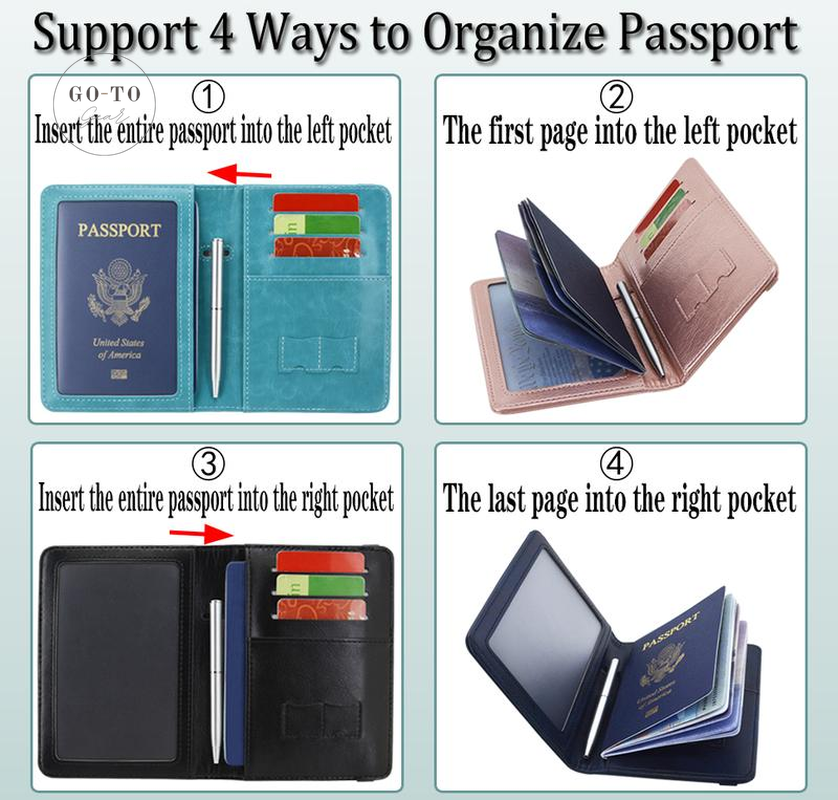 RFID Blocking Passport Holder - Premium PU Leather Travel Wallet & Document Organizer | Go-to Gear