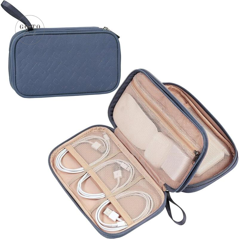 Double-Layer Electronics Organizer - Tangle-Free Cable & Charger Case for Travel | Go-to Gear